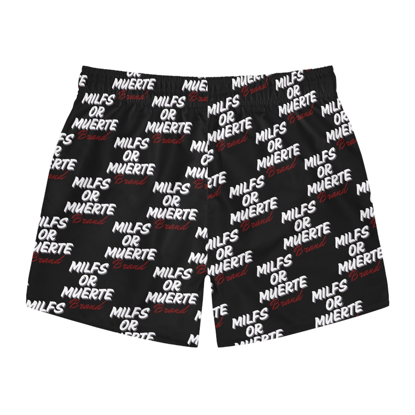 Trendy Swim Trunks - 'MILFS OR MUERTE' Design for Beach or Pool Parties