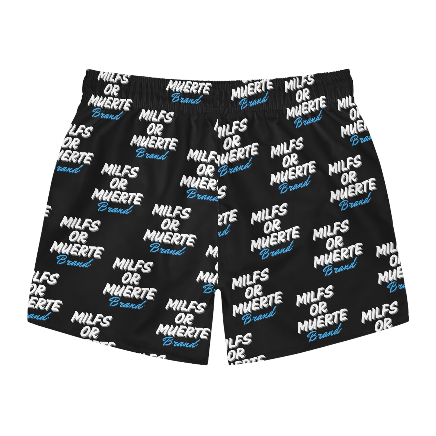 Black Swim Trunks with 'MILFS OR MUERTE' Design - Perfect for Summer Adventures!