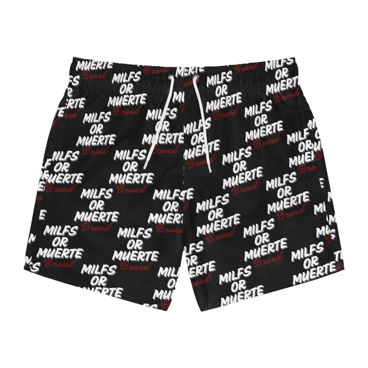 Trendy Swim Trunks - 'MILFS OR MUERTE' Design for Beach or Pool Parties